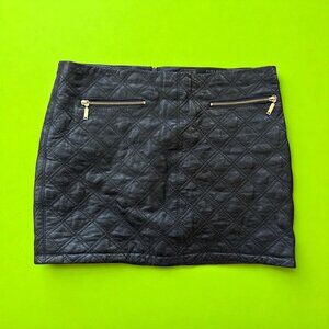 ZARA Womens Black Gold Quilted Mini Skirt Size Small